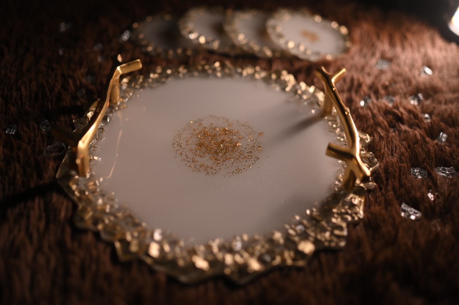 Handcrafted resin art clock, floral tray and heart keepsake by Samee's Crafts in Bangalore